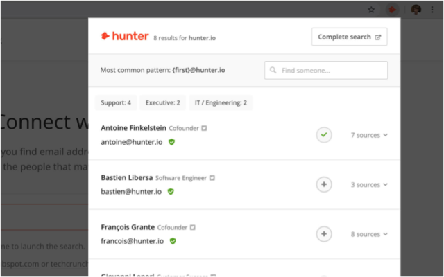 Easily find email leads with Hunter.io
